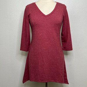 LOGO Lounge French V-Neck Terry Top Tunic Plum Heather Women's XXS